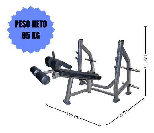 Press Banco Declinado P/ Pecho Profesional Uso Rudo, Negro
