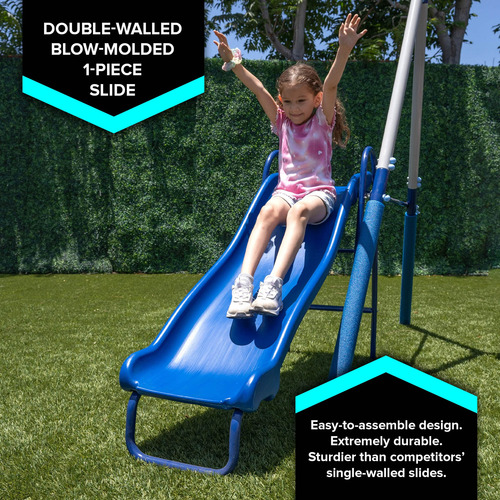 Juego De Columpios Metálico Para Niños Con Tobogán Para Exte