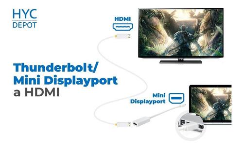 Imagen 8 de 10 de Adaptador Compatible Mini Displayport A Hdmi Full Hd Premium