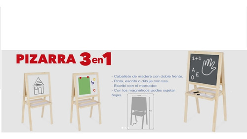 Imagen 3 de 3 de Pizarra 3 En 1 Madera Con Caballete Antex Playking