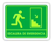 Comprar Señalamiento Escalera De Emergencia Derecha Abajo Foto 30x40