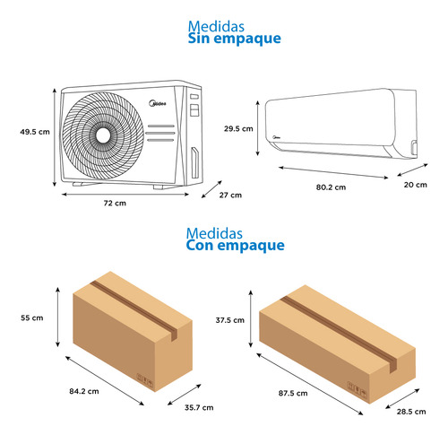 Minisplit Midea Max Fresh On Off, 1 Ton, Sólo Frío; Mas12c1ags; Filtro Hepa Blanco