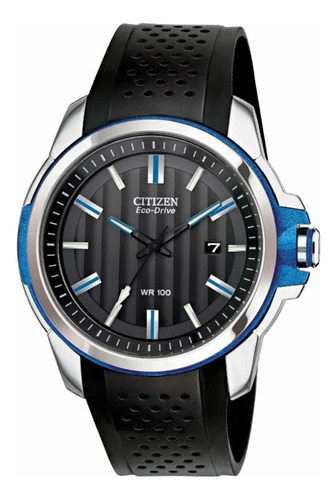 Reloj Citizen Eco-drive Aw1151-04e Color De La Correa Negro Color Del Bisel Azul Acero Color Del Fondo Negro