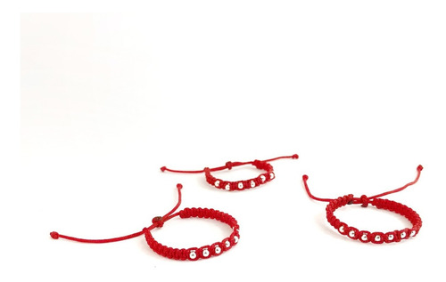 Pulsera 7 Esferas Plata 925 Bebés Hilo Rojo Protección Niños