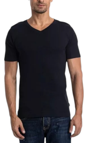Camiseta Algodón 100% Manga Corta Cuello En V Hombre Básica