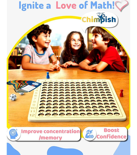 Juego De Mesa Montessori De Multiplicación Chimpés 12x12