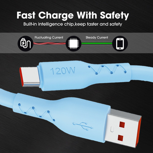 Cable De Carga Rápida Usb-c De 1 M, 120 W Y 6 A, Cable De Ca