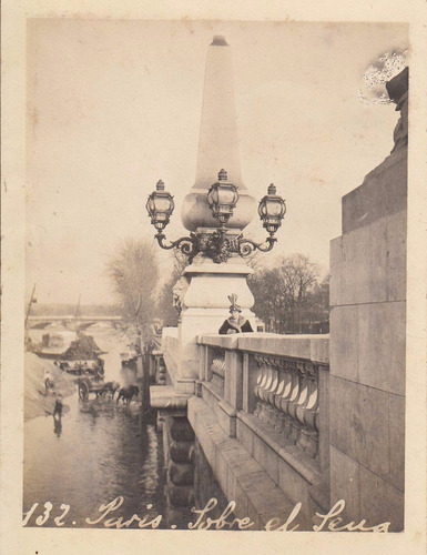 Antigua Fotografia Original Vista Puente Sena Paris Francia