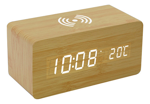 Nuevo Reloj Despertador Digital De Madera Con Carga