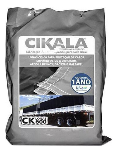 Lona Caminhão Cinza 7x5 Metros Pvc 1/2 Argola Carga