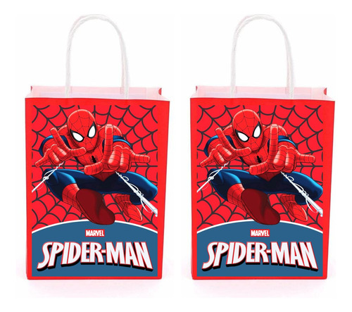Bolsas Spiderman Para Cotillón Dulces Cumpleaños X 12 