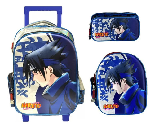 Kit Mochila Lonchera Y Lapicera Naruto Primaria Carro Ds291