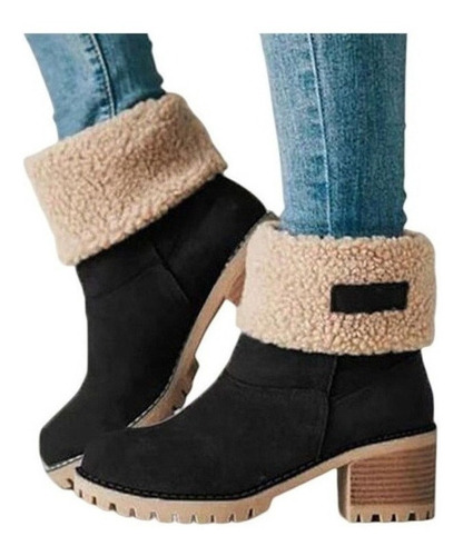 Botas De Nieve Cálidas Piel Para Mujer Botines Lana Cálidos