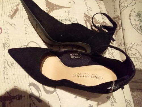 Zapatos Stiletti, Negros, Punta Fina, T38,5, Agamuzados, A10