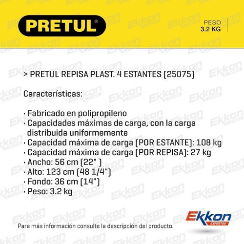 Imagen 2 de 8 de Estantería Plástica Pretul Repisa 4 Estantes 25075