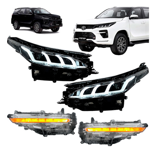Par Farol + Seta Hilux Sw4 Led Drl 21 22 23 2024 Diamond