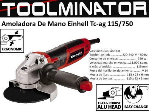 Amoladora De Mano Einhell Tc-ag 115/750 750w Toolminator