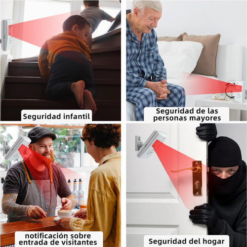 Alarme De Sensor De Movimento Sem Fio 120db Doorchime Com Lu