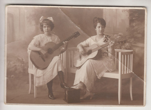 Montevideo Antigua Foto Postal Mujeres Con Guitarras Vintage