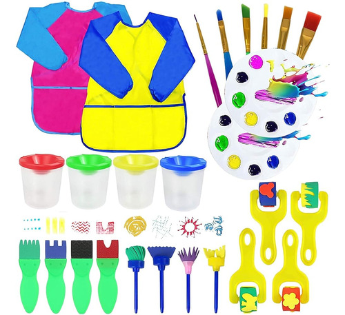 ~? 26pcs Esponjas De Pintura Para Niños, Conjunto De Pincele