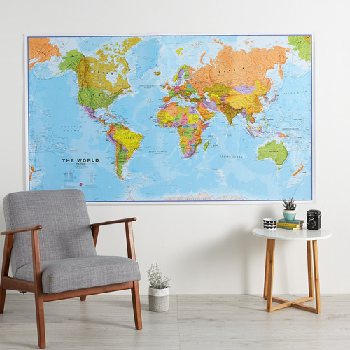 Mapamundi Gigante Para Pared, 46 X 80 Pulgadas