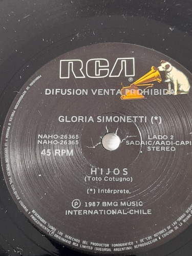 Vinilo Single De Gloria Simonetti Hijos (o10