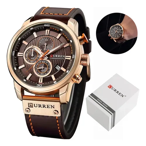 Relógio Curren Masculino 8291 Original Pulseira Couro Social