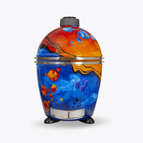 Imagen 2 de 9 de Parrilla Kamado Kb10 Ahumador Grande Azul Art