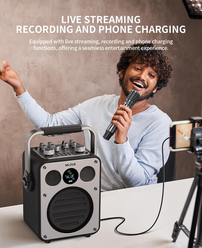 Máquina De Karaoke Mlove Con Bluetooth Y Micrófono Inalámbri