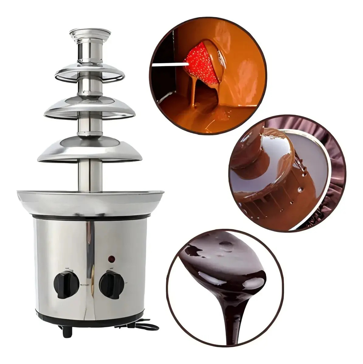 Fuente De Chocolate Eléctrica De 4 Capas De Acero Inoxidable