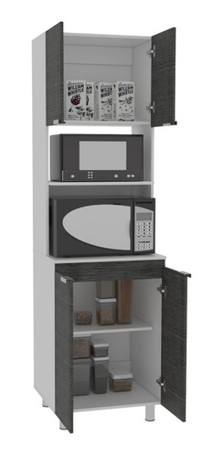 Mueble Microondas Fendi Rta Blanco + Roble Gris