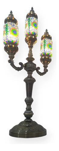 Lámpara De Mesa Grande Turco Marroquí Adorno Mosaico Colores