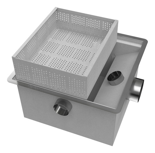 Caixa De Gordura Industrial Inox Cozinha Com Cesto 35x35cm