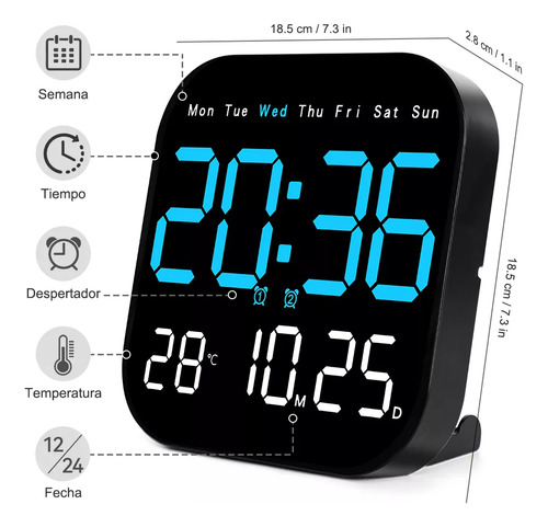 WELAGO® Reloj Digital Led Con Fecha, Temperatura, Alarma Y Control