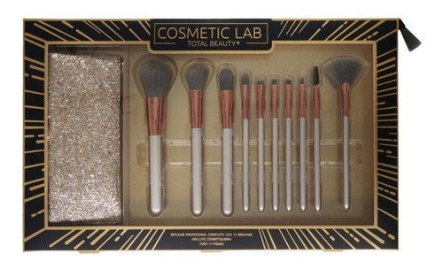 Juego De Brochas Cosmetic Lab Total Beauty Silver 11 Piezas