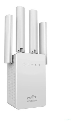 Repetidor Wifi 4 Antenas Amplificador De Sinal Wireless Cor Branco