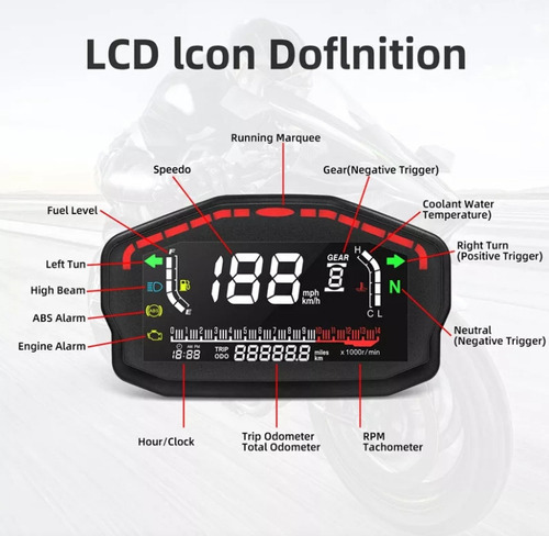 Velocímetro Digital Universal Para Motocicletas Y Tacómetro