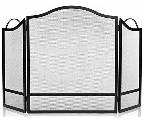 Doeworks 3 Panel Fireplace Screen Black Spark Guard C