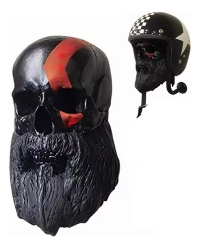 Soporte Para Casco De Moto Skull Montado En La Pared