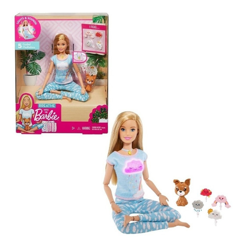 Barbie Medita Comigo Pet Luz Som 15 Ponto Articulação Mattel