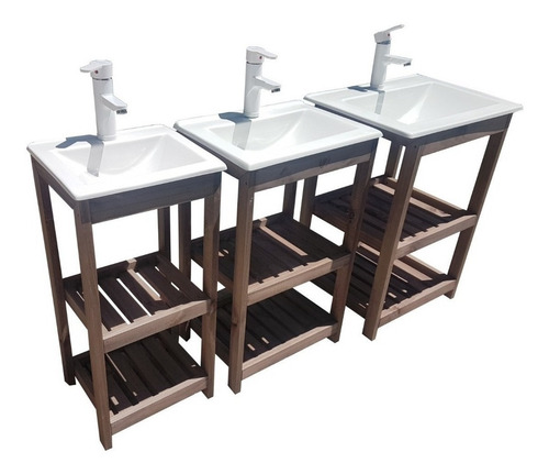 Vanitory De Pino Bacha 40 X 40 X 80 Cm + Canilla Monocomando