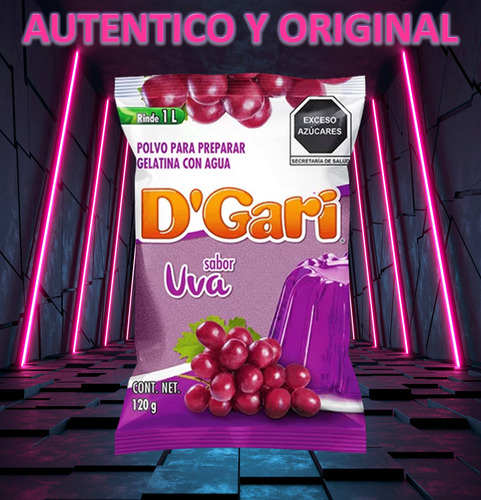 Dgari® 3 Gelatinas De Agua Sabor Uva Rinde Un Litro Wow