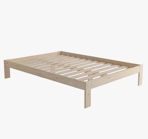 Imagen 4 de 4 de Cama Doble En Madera Natural Maciza 140 X 190 Ref: Bose