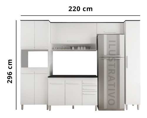 Imagem 3 de 5 de Cozinha Modulada 6 Peças Prata - Branco