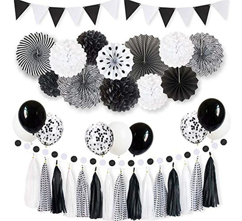 Decoraciones Y Suministros Para Fiestas En Blanco Y Negro