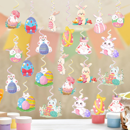 24 Uds. Decoraciones De Remolinos Colgantes De Pascua,