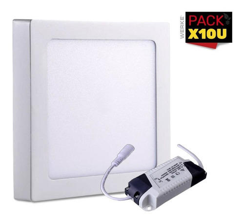 Panel Led Aplicar Cuadrado 24w Neutro Werke - Pack X 10u