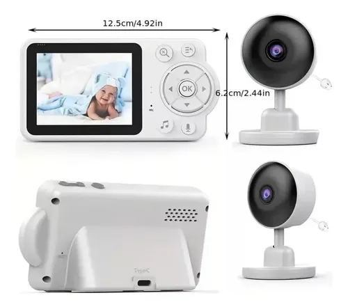 Cámara Monitor De Bebé Inteligente Micrófono Pantalla Lcd