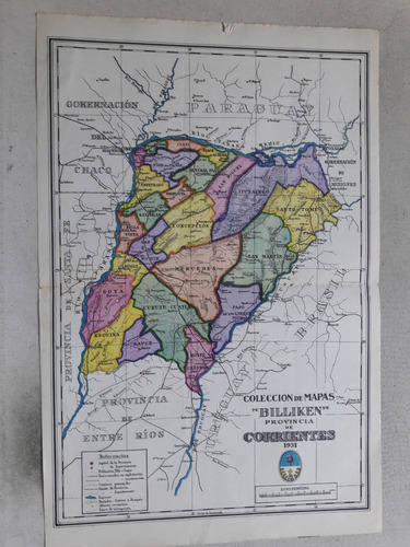 Lamina Coleccion De Mapas Billiken Provincia Corrientes 1931