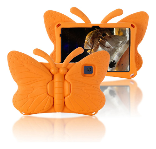 Funda Para Samsung Tab A 10.1  De Goma Mariposa Naranja